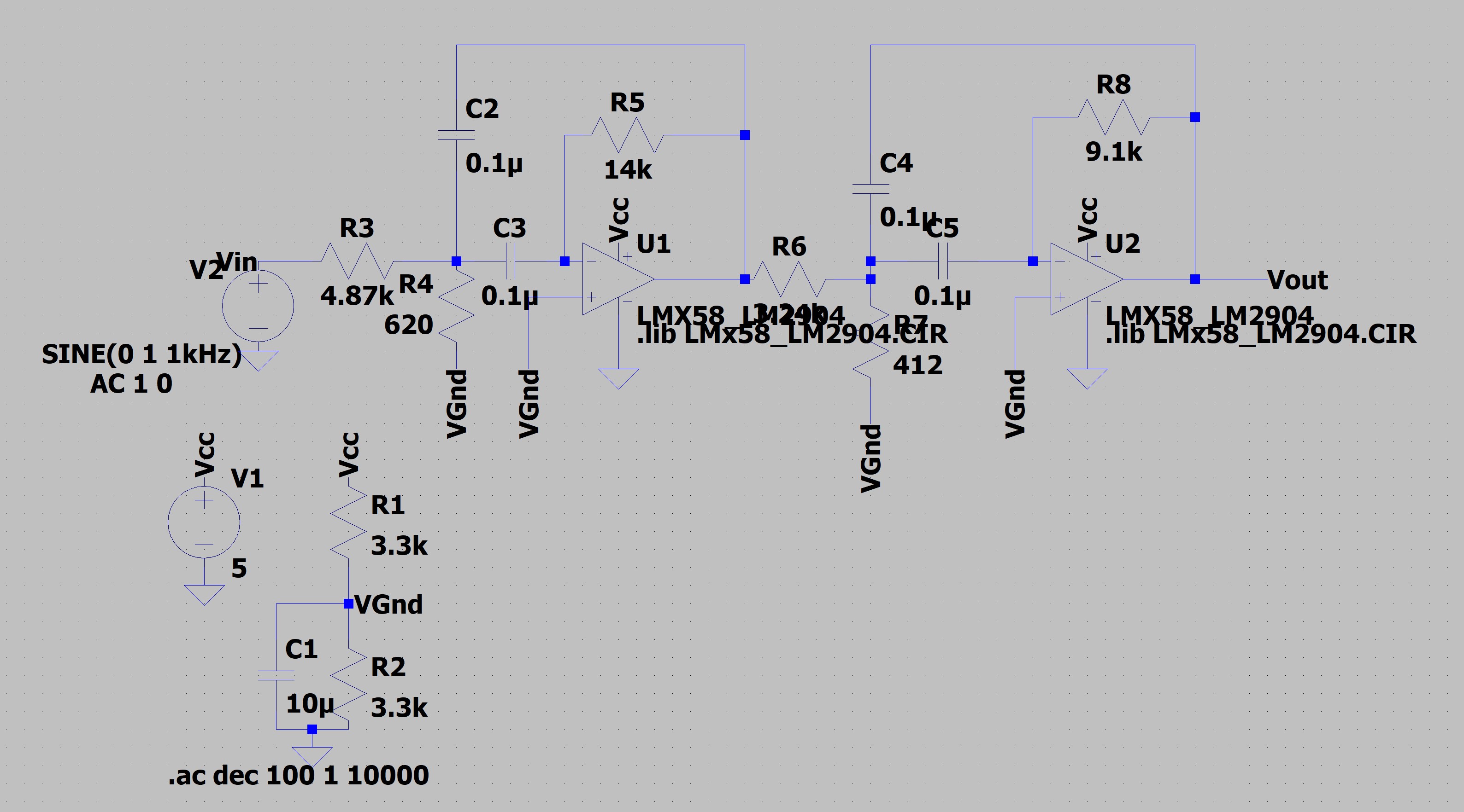 band pass ltspice circuit